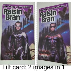 KELLOGS Raisin‎ Bran Batman Robin Lenticular 3D Tilt Card 1997 Wiggle Picture